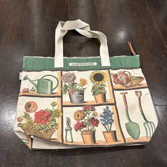 Cavallini & Co., "Gardening" Heavyweight Cotton Canvas Tote / Shopping Bag Large